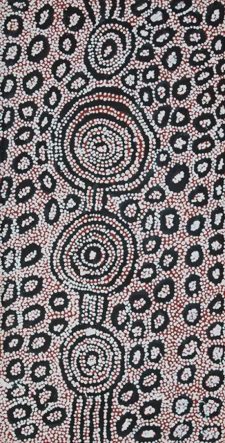 Australian Indigenous (Aboriginal and Torres Strait Islander) artwork by NANYUMA NAPANGATI of Papunya Tula Artists. The title is Marrapinti. [NN1410078] (Acrylic on Belgian Linen)