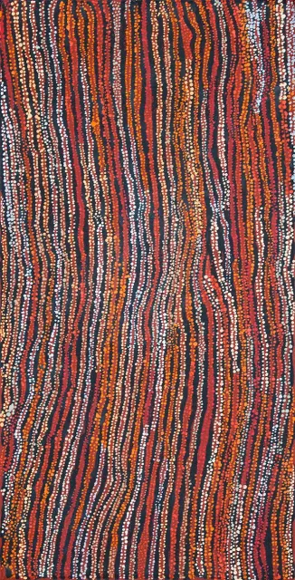 Australian Indigenous (Aboriginal and Torres Strait Islander) artwork by NANYUMA NAPANGATI of Papunya Tula Artists. The title is Marrapinti. [NN1604081] (Acrylic on Belgian Linen)