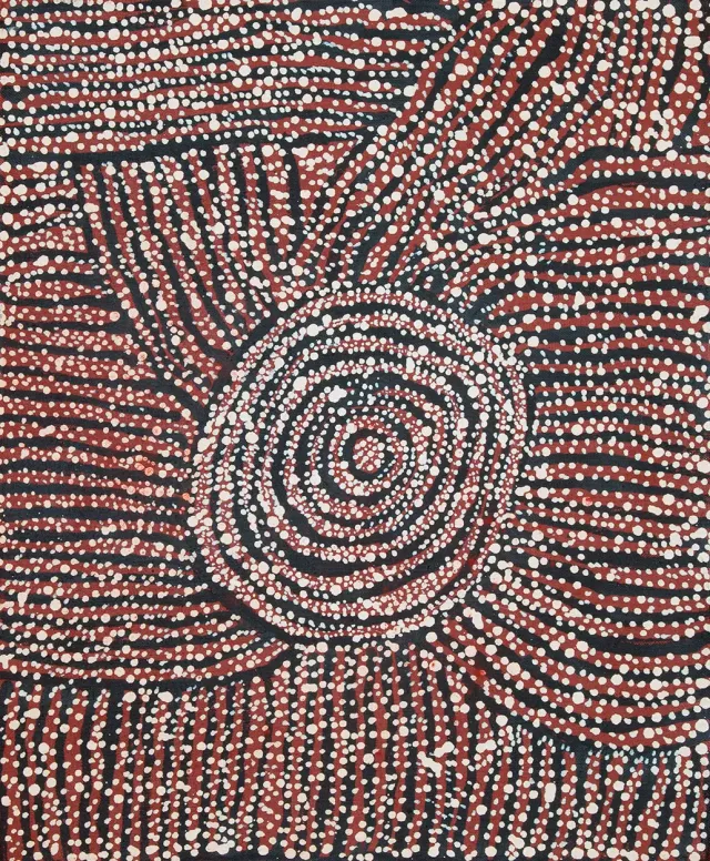 Australian Indigenous (Aboriginal and Torres Strait Islander) artwork by NANYUMA NAPANGATI of Papunya Tula Artists. The title is Marrapinti. [NN1602005] (Acrylic on Belgian Linen)