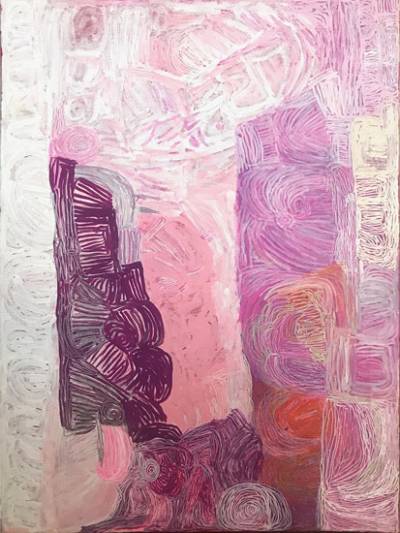 Australian Indigenous (Aboriginal and Torres Strait Islander) artwork by SONIA KURARRA of Mangkaja Artists. The title is Martuwarra. [299/20] (Atelier Artist Acrylic on 14oz Canvas)