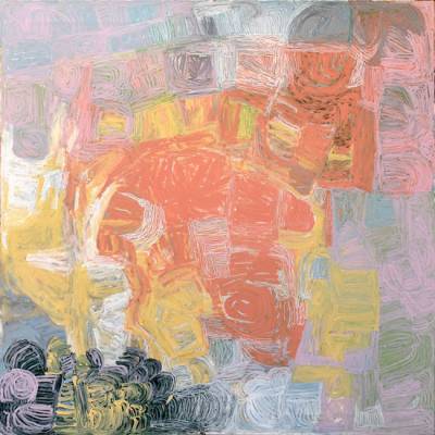 Australian Indigenous (Aboriginal and Torres Strait Islander) artwork by SONIA KURARRA of Mangkaja Artists. The title is Martuwarra. [332/20] (Atelier Artist Acrylic on 14oz Canvas)