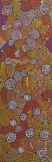 Australian Indigenous (Aboriginal and Torres Strait Islander) artwork by MARY NAPANGARDI BROWN of Warlukurlangu Artists (Yuendumu). The title is Mina Mina Jukurrpa (Mina Mina Dreaming) - Karlangu. [4193/07] (Acrylic on Belgian Linen)