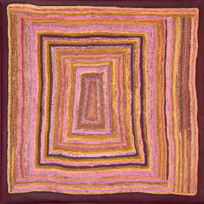 Australian Indigenous (Aboriginal and Torres Strait Islander) artwork by JORNA NAPURRURLA NELSON of Warlukurlangu Artists (Yuendumu). The title is Mina Mina Jukurrpa (Mina Mina Dreaming) - Ngalyipi. [154/09ny] (Acrylic on Canvas)