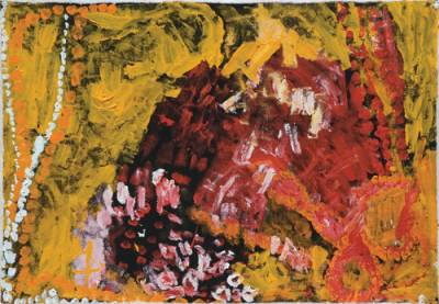 Australian Indigenous (Aboriginal and Torres Strait Islander) artwork by IDA TAYLOR of Martumili Artists. The title is Minkarra. [08-830] (Acrylic on Canvas)