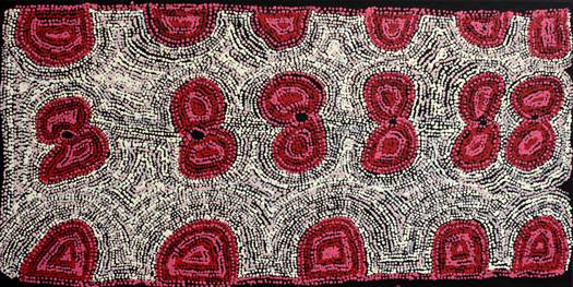 Australian Indigenous (Aboriginal and Torres Strait Islander) artwork by TJARIYA (NUNGALKA) STANLEY of Ernabella Artists. The title is Minyma Kutjara. [207-12] (Acrylic on Canvas)
