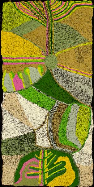 Australian Indigenous (Aboriginal and Torres Strait Islander) artwork by UNGAKINI TJANGALA of Ernabella Artists. The title is Minyma Kutjara. [259-12] (Acrylic on Canvas)