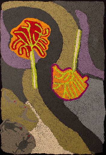 Australian Indigenous (Aboriginal and Torres Strait Islander) artwork by UNGAKINI TJANGALA of Ernabella Artists. The title is Minyma Kutjara. [310-12] (Acrylic on Canvas)