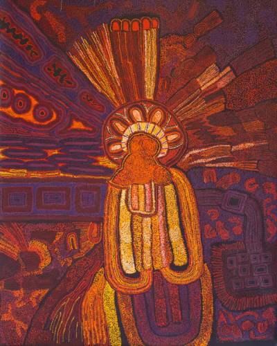 Australian Indigenous (Aboriginal and Torres Strait Islander) artwork by TERESA BAKER of Tjungu Palya Artists. The title is Minyma Malilunya. [13318] (Acrylic on Linen)