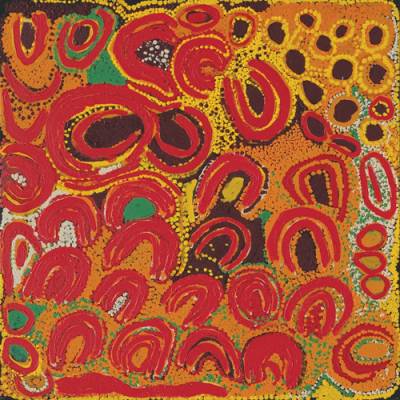Australian Indigenous (Aboriginal and Torres Strait Islander) artwork by JAKAYU BILJABU of Martumili Artists. The title is Minyma Parakuya Parrpakarnu. [08-394] (Acrylic on Canvas)