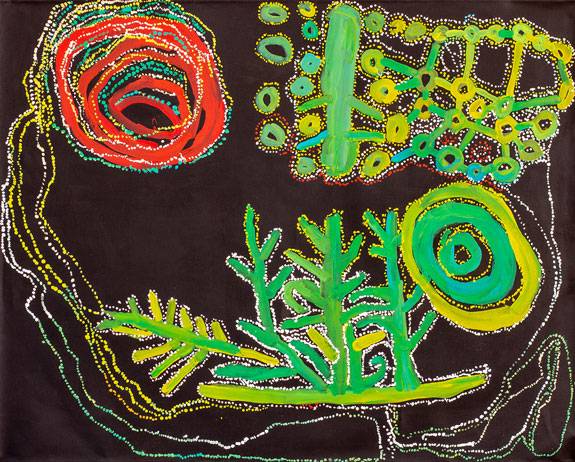 Australian Indigenous (Aboriginal and Torres Strait Islander) artwork by LAWRENCE PENNINGTON of Spinifex Artists. The title is Mituna. [19-425] (Acrylic on Linen)