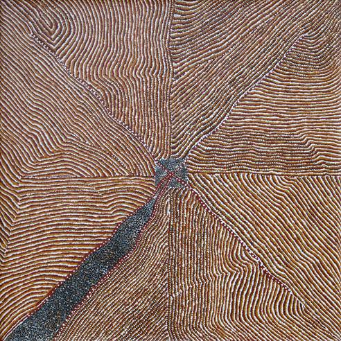 Australian Indigenous (Aboriginal and Torres Strait Islander) artwork by KATHLEEN PETYARRE of Miscellaneous Artists. The title is Mountain Devil Lizard Dreaming. [GAKP0510589] (Synthetic Polymer on Belgian Linen)