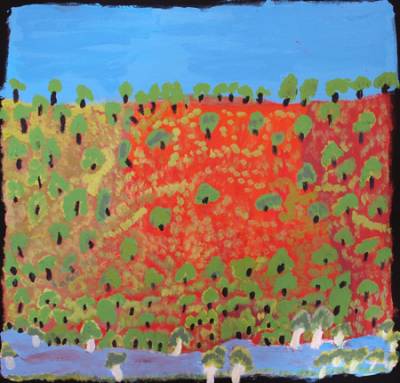 Australian Indigenous (Aboriginal and Torres Strait Islander) artwork by ALISON INKAMALA of Tangentyere Artists. The title is Mt Hermannsburg - Ntaria. [TAAI10C3847] (Acrylic on Canvas)