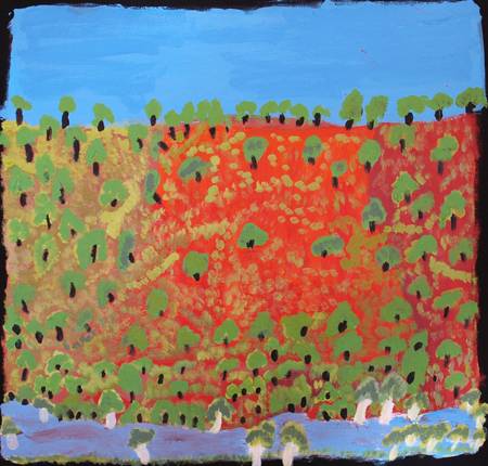 Australian Indigenous (Aboriginal and Torres Strait Islander) artwork by ALISON INKAMALA of Tangentyere Artists. The title is Mt Hermannsburg - Ntaria. [TAAI10C3847] (Acrylic on Canvas)