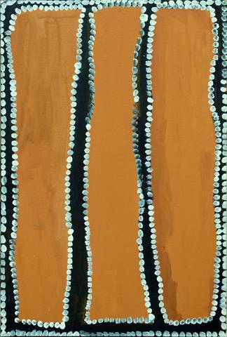 Australian Indigenous (Aboriginal and Torres Strait Islander) artwork by WAKARTU CORY SURPRISE of Mangkaja Artists. The title is Mukurrtu Jila. [pc332/04] (Atelier Artist Acrylic on 10oz Cotton Duck)