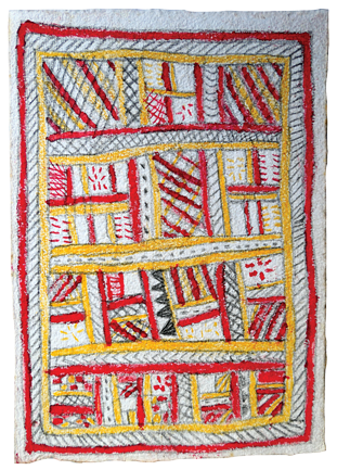 Australian Indigenous (Aboriginal and Torres Strait Islander) artwork by FATE SAVARI (ISAWDI) of Omie Artists. The title is Mweje - Gardens. [14-218] (Pencil and Ink on Paper)