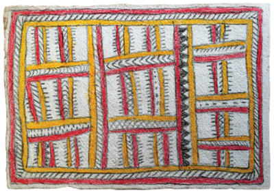 Australian Indigenous (Aboriginal and Torres Strait Islander) artwork by FATE SAVARI (ISAWDI) of Omie Artists. The title is Mweje - Gardens. [14-233] (Pencil and Ink on Paper)