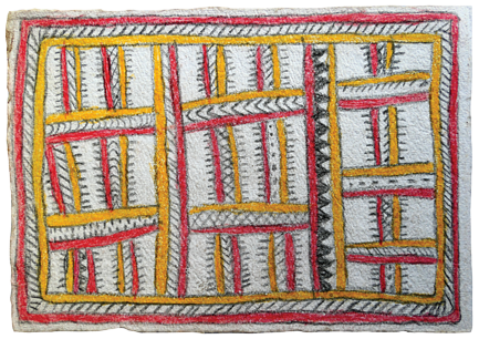 Australian Indigenous (Aboriginal and Torres Strait Islander) artwork by FATE SAVARI (ISAWDI) of Omie Artists. The title is Mweje - Gardens. [14-233] (Pencil and Ink on Paper)