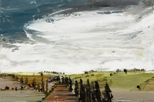 Australian Indigenous (Aboriginal and Torres Strait Islander) artwork by AMANDA PENROSE HART of Miscellaneous Artists. The title is Near Creancey. [APH201706028] (Oil on Board)