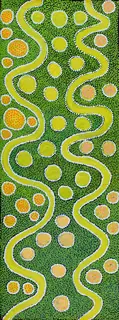 Australian Indigenous (Aboriginal and Torres Strait Islander) artwork by ANN (FRANCES) NOWEE (NANGURI) of Warlayirti Artists (Balgo). The title is Nynmi. [410/15] (Acrylic on Canvas)