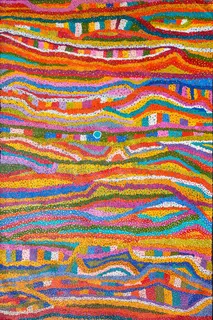 Australian Indigenous (Aboriginal and Torres Strait Islander) artwork by GERALDINE NOWEE of Warlayirti Artists (Balgo). The title is Nyilla. [605/09] (Acrylic on Linen)