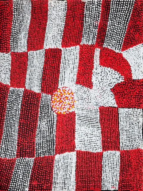 Australian Indigenous (Aboriginal and Torres Strait Islander) artwork by KATHLEEN PADDOON of Warlayirti Artists (Balgo). The title is Nakarra Nakarra. [256/09] (Acrylic on Linen)