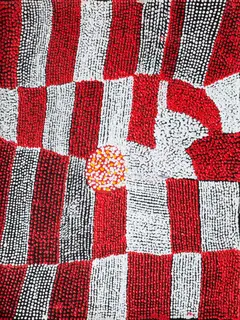 Australian Indigenous (Aboriginal and Torres Strait Islander) artwork by KATHLEEN PADDOON of Warlayirti Artists (Balgo). The title is Nakarra Nakarra. [256/09] (Acrylic on Linen)