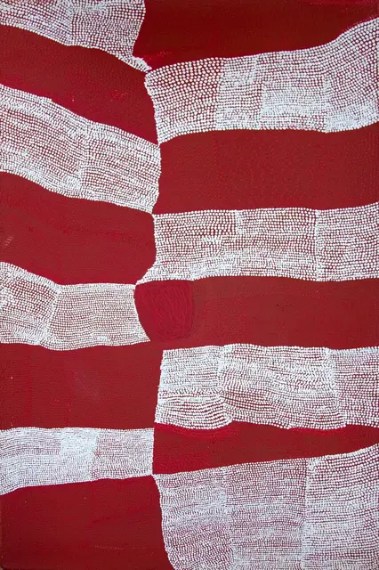 Australian Indigenous (Aboriginal and Torres Strait Islander) artwork by KATHLEEN PADDOON of Warlayirti Artists (Balgo). The title is Nakarra Nakarra. [203/03] (Acrylic on Canvas)