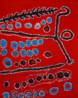 Australian Indigenous (Aboriginal and Torres Strait Islander) artwork by LAWRENCE PENNINGTON of Spinifex Artists. The title is Ngalta. [15-150] (Acrylic on Linen)