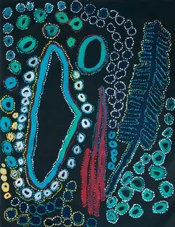 Australian Indigenous (Aboriginal and Torres Strait Islander) artwork by LAWRENCE PENNINGTON of Spinifex Artists. The title is Nyuman. [14219] (Acrylic on Linen)