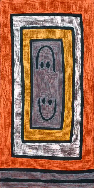 Australian Indigenous (Aboriginal and Torres Strait Islander) artwork by MELISSA SUNFLY of Warlayirti Artists (Balgo). The title is Nampitjin. [1328/08] (Acrylic on Canvas)