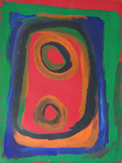 Australian Indigenous (Aboriginal and Torres Strait Islander) artwork by NYUJU STUMPY BROWN of Mangkaja Artists. The title is Ngapawarlu Waterhole. [pc472/07] (Atelier Acrylic Paint on 14oz Canvas)