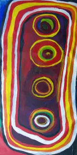 Australian Indigenous (Aboriginal and Torres Strait Islander) artwork by NYUJU STUMPY BROWN of Mangkaja Artists. The title is Ngapawarlu Waterhole. [pc657/05] (Atelier Acrylic Paint on 14oz Canvas)