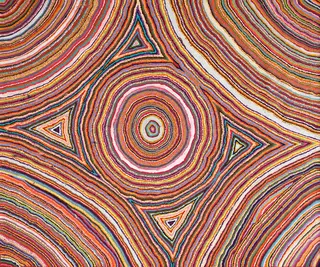Australian Indigenous (Aboriginal and Torres Strait Islander) artwork by SAMUEL MILLER of Ninuku Arts. The title is Ngayuku Ngura. [NKSM11538] (Acrylic on Belgian Linen)