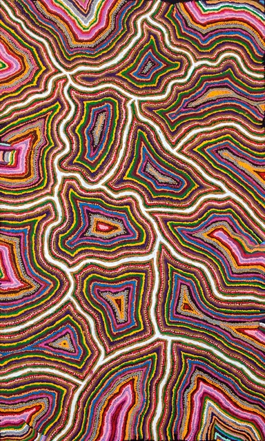 Australian Indigenous (Aboriginal and Torres Strait Islander) artwork by SAMUEL MILLER of Ninuku Arts. The title is Ngayuku Ngura. [NKSM12419] (Acrylic on Linen)