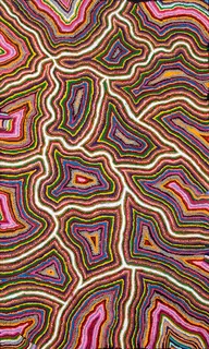 Australian Indigenous (Aboriginal and Torres Strait Islander) artwork by SAMUEL MILLER of Ninuku Arts. The title is Ngayuku Ngura. [NKSM12419] (Acrylic on Linen)