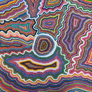 Australian Indigenous (Aboriginal and Torres Strait Islander) artwork by SAMUEL MILLER of Ninuku Arts. The title is Ngayuku Ngura. [15-47] (Acrylic on Canvas)