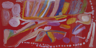 Australian Indigenous (Aboriginal and Torres Strait Islander) artwork by TJIGILA NADA RAWLINS of Mangkaja Artists. The title is Nada - Yimirri. [215/17] (Acrylic Paint on 3mm Poly-Carbonate)