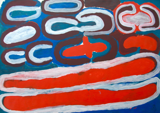 Australian Indigenous (Aboriginal and Torres Strait Islander) artwork by WALKA MOLLY ROGERS of Mangkaja Artists. The title is Najyi. [wp230/97] (Atelier Artist Acrylic, 250gsm Velin Arches Paper)