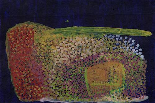 Australian Indigenous (Aboriginal and Torres Strait Islander) artwork by TJIGILA NADA RAWLINS of Mangkaja Artists. The title is Nada - Yimirri. [365/16] (Acrylic Paint on 3mm Poly-Carbonate)