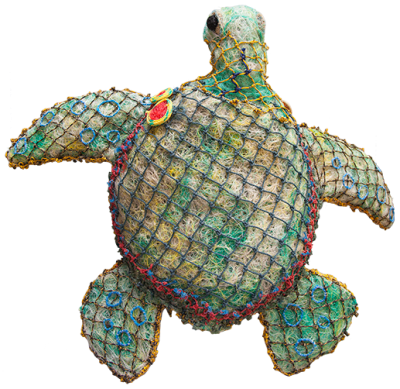 Australian Indigenous (Aboriginal and Torres Strait Islander) artwork by NANCY LOUISA KIWAT of Erub Erwer Meta. The title is Nandy. [16-26] (Ghost Nets & Twine)