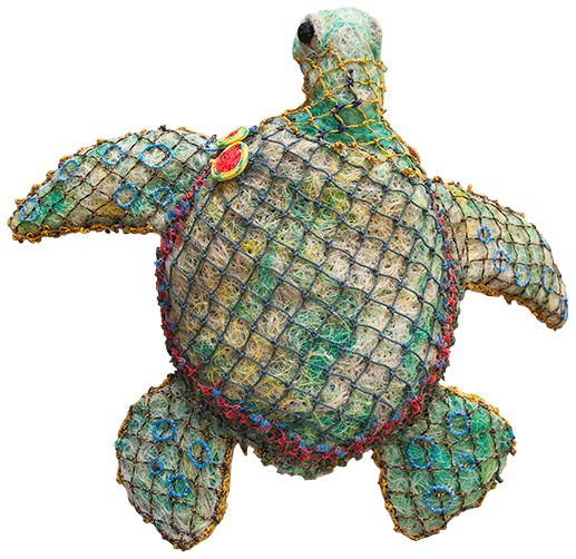 Australian Indigenous (Aboriginal and Torres Strait Islander) artwork by NANCY LOUISA KIWAT of Erub Erwer Meta. The title is Nandy. [16-26] (Ghost Nets & Twine)