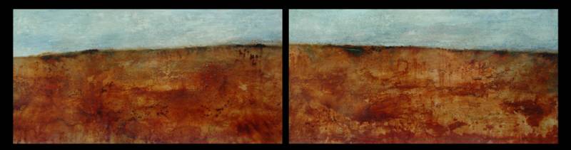 Australian Indigenous (Aboriginal and Torres Strait Islander) artwork by DAVID KELLY of Miscellaneous Artists. The title is Nepabunna. [21a-b] (Oil & Acrylic on Board)