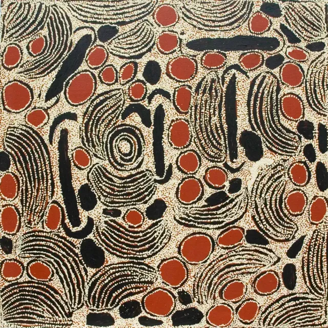 Australian Indigenous (Aboriginal and Torres Strait Islander) artwork by NINGURA NAPURRULA of Papunya Tula Artists. The title is Ngaminya. [NN0710050] (Acrylic on Belgian Linen)