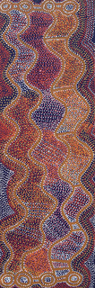 Australian Indigenous (Aboriginal and Torres Strait Islander) artwork by SHORTY JANGALA ROBERTSON of Warlukurlangu Artists (Yuendumu). The title is Ngapa Jukurrpa (Water Dreaming). [68/08] (Acrylic on Belgian Linen)