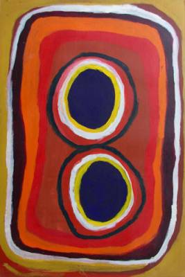 Australian Indigenous (Aboriginal and Torres Strait Islander) artwork by NYUJU STUMPY BROWN of Mangkaja Artists. The title is Ngapawarlu Jila. [pc575/06] (Atelier Acrylic Paint on 14oz Canvas)