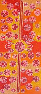 Australian Indigenous (Aboriginal and Torres Strait Islander) artwork by ANDREA NUNGURRAYI MARTIN of Warlukurlangu Artists (Yuendumu). The title is Ngarlu Jukurrpa (Love Dreaming). [4240/07] (Acrylic on Belgian Linen)