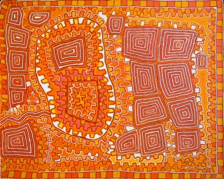 Australian Indigenous (Aboriginal and Torres Strait Islander) artwork by PATRICK TJUNGURRAYI of Papunya Tula Artists. The title is Ngarru. [PT1102014] (Acrylic on Belgian Linen)