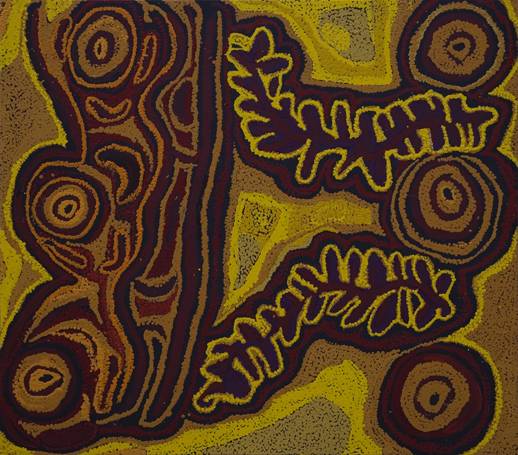 Australian Indigenous (Aboriginal and Torres Strait Islander) artwork by IYAWI WIKILYIRI of Tjungu Palya Artists. The title is Ngayuku Mamaku Ngura. [07790] (Acrylic on Canvas)