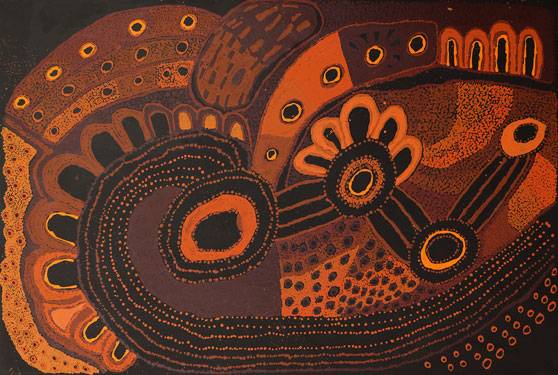 Australian Indigenous (Aboriginal and Torres Strait Islander) artwork by JUDY MARTIN of Mimili Maku Arts. The title is Ngayuku Mamaku Ngura (My Father’s Country). [154-19] (Acrylic on Linen)
