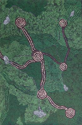 Australian Indigenous (Aboriginal and Torres Strait Islander) artwork by MAUREEN BAKER of Tjungu Palya Artists. The title is Ngayuku Mamaku Ngura (My Father’s Country). [15-145] (Acrylic on Canvas)